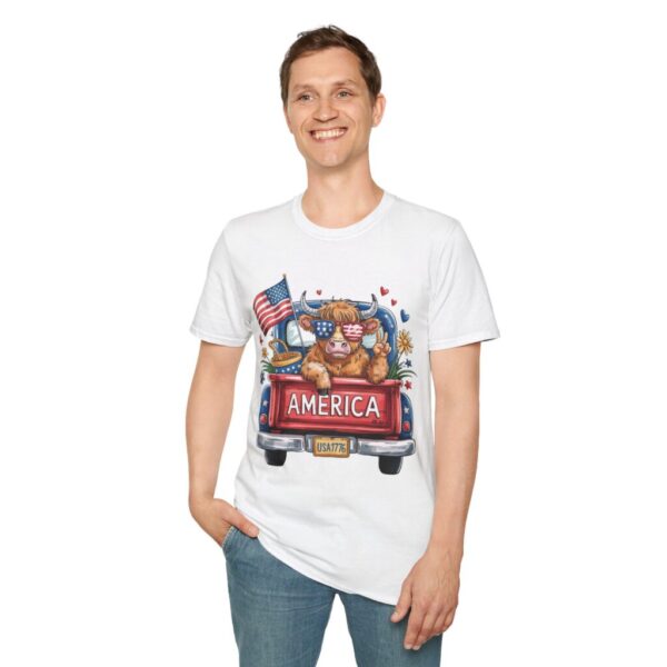 Unisex Patriotic American Cattle T-Shirt, Summer BBQ, Gifts for Americana Lovers, Casual Wear - Image 2