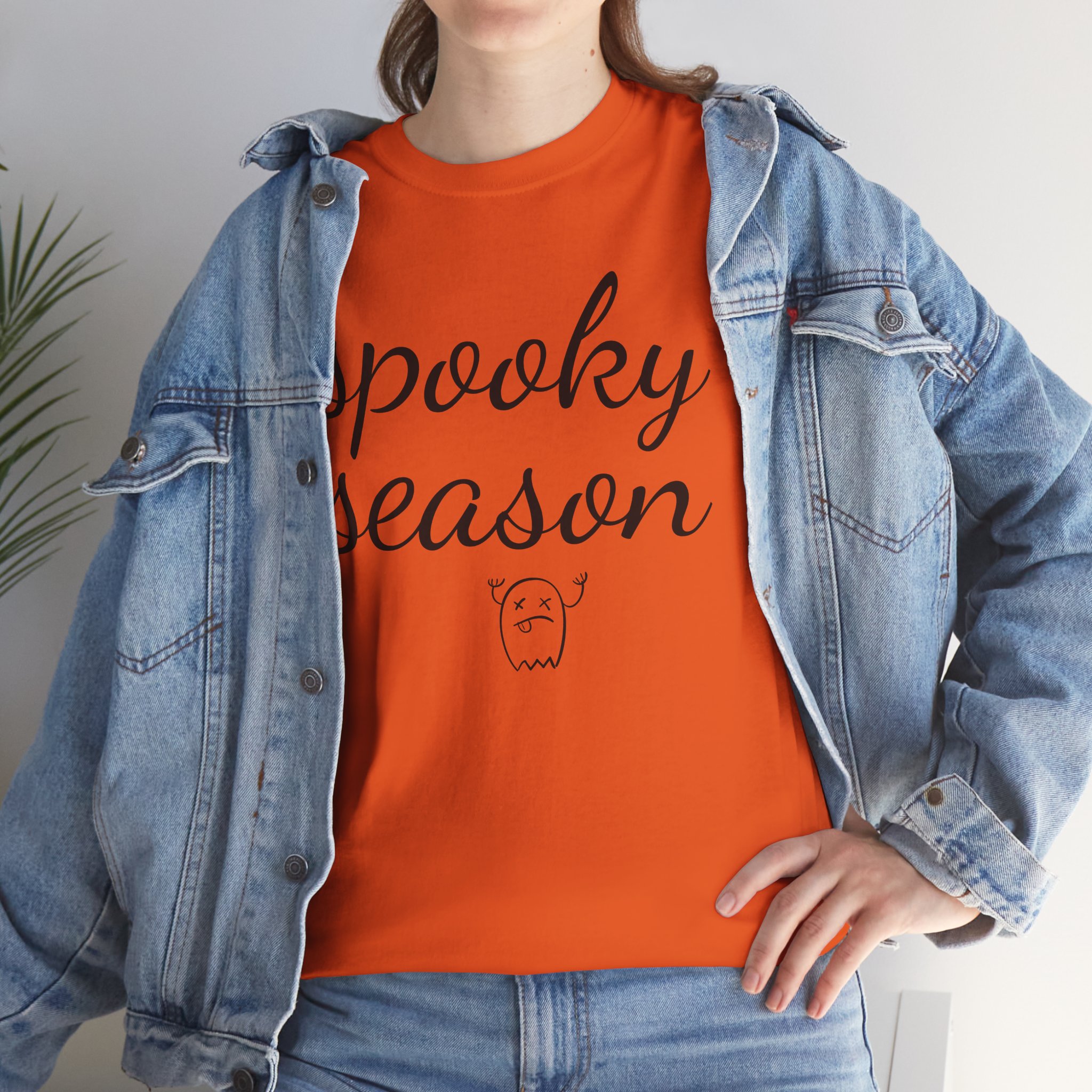 Spooky Season Unisex Heavy Cotton Tee - Halloween Shirt, Fall Apparel, Ghost Tee, Autumn Fashion, Casual Wear